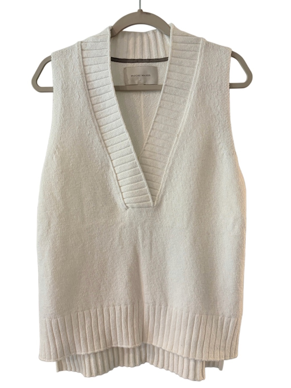 Brochu Walker salt white Celia tank  vneck cotton sweater size s (oversized)